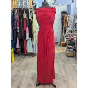 Adrianna Papell Pintuck Off-The-Shoulder Gown